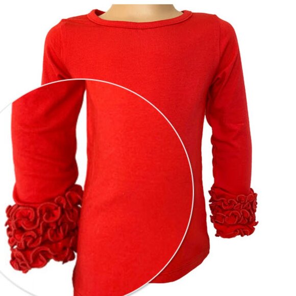 Red Ruffle-Cuff Long Sleeve Tee - Picture 3 of 3